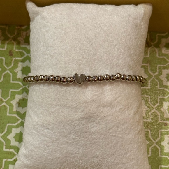 Pastel Heart Beaded Stretch Bracelet Stack โ Teal, Pink & White โ 4 Piece Set - Picture 4 of 9